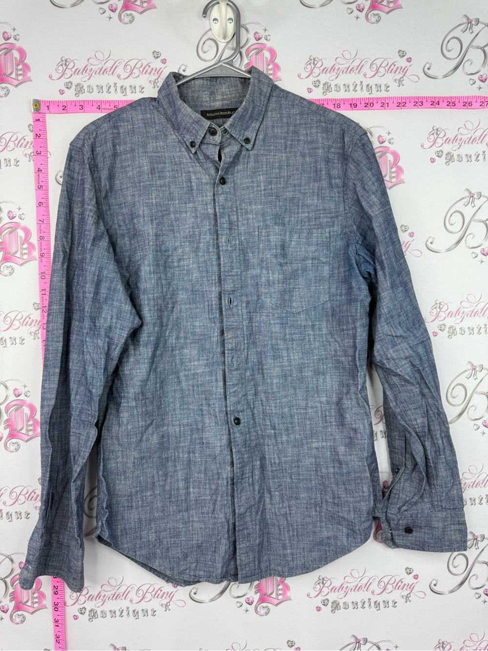 Banana Republic shirt grant fit Men's Blue Textured Button-Down Shirt